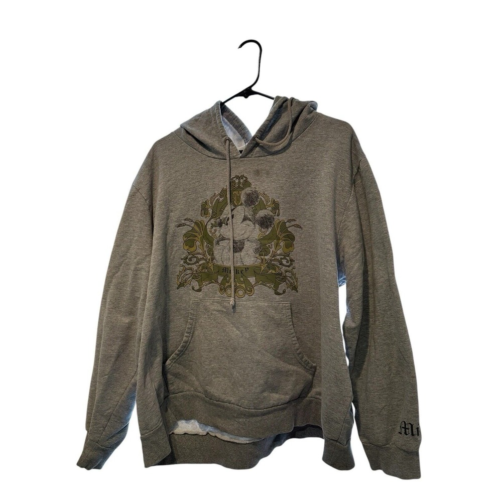 DISNEY MICKEY MOUSE Old English Sketch Hoodie Sweatshirt Gray‎ Women's Size 3XL